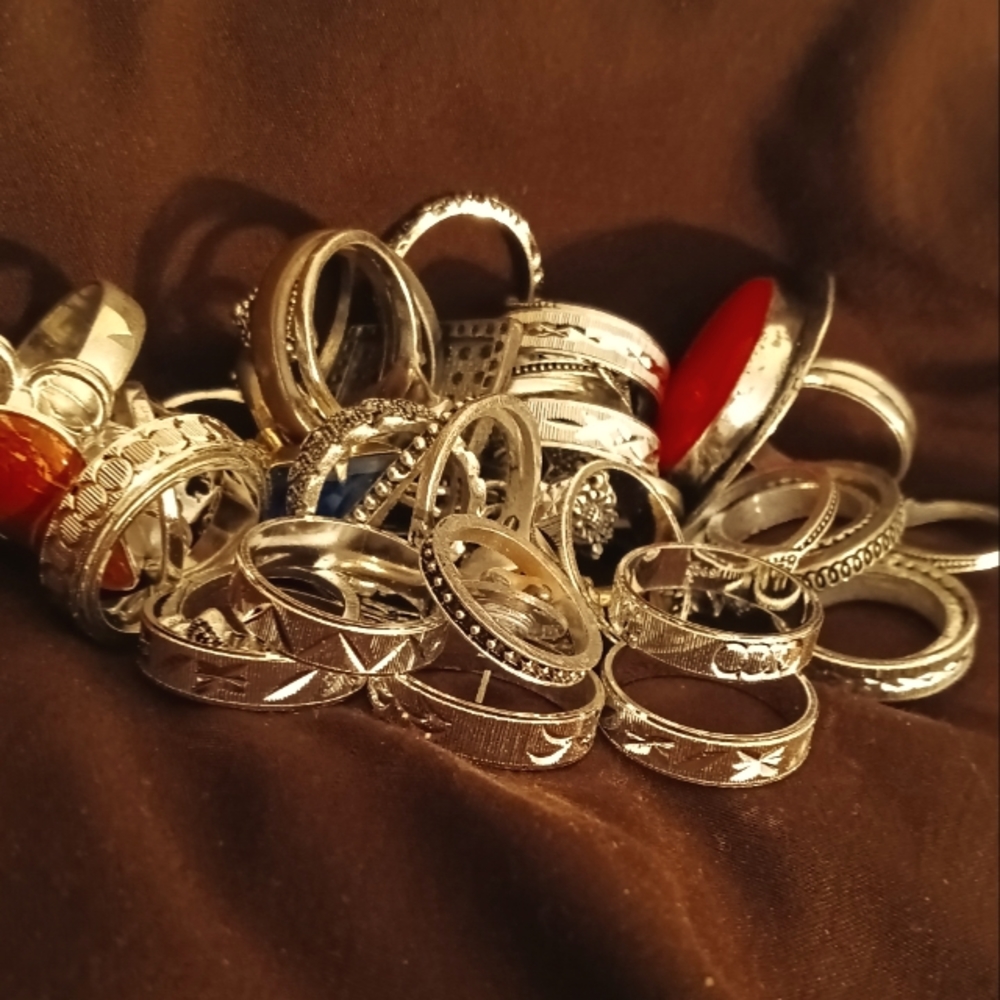 Ring Lot Different Sizes Some Sterling